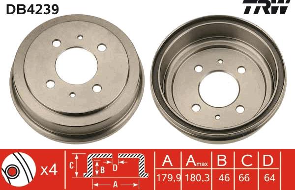 TRW DB4239 - Тормозной барабан abcparts.ee