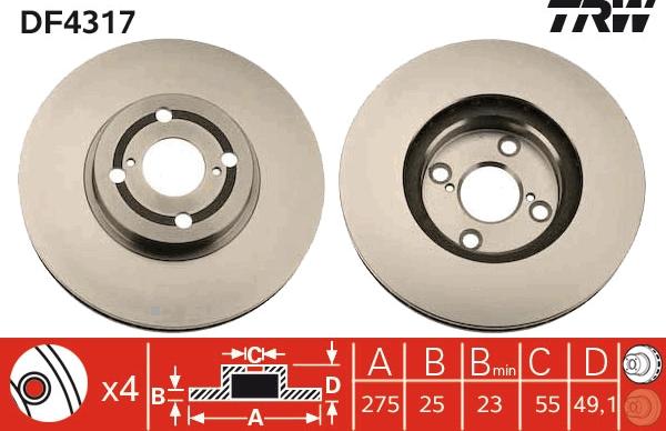 TRW DF4317 - Тормозной диск abcparts.ee