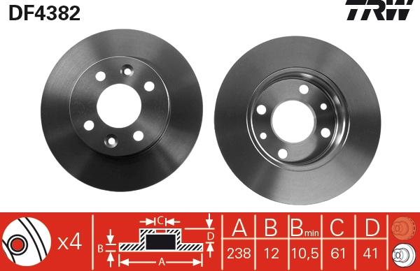 TRW DF4382 - Тормозной диск abcparts.ee
