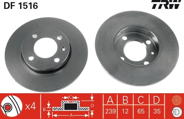 TRW DF1516 - Тормозной диск abcparts.ee