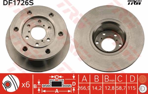 TRW DF1726S - Тормозной диск abcparts.ee