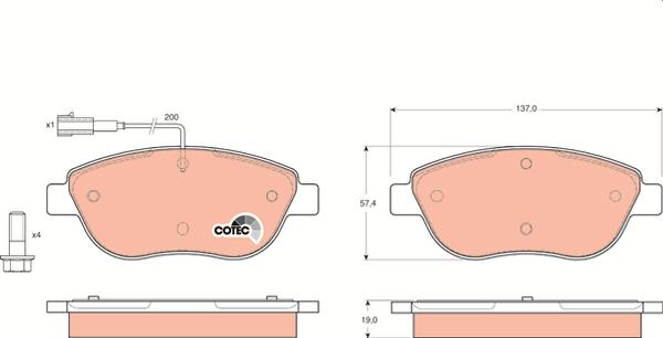 TRW GDB1483 - Тормозные колодки, дисковые, комплект abcparts.ee