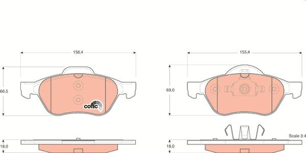 TRW GDB1540 - Тормозные колодки, дисковые, комплект abcparts.ee