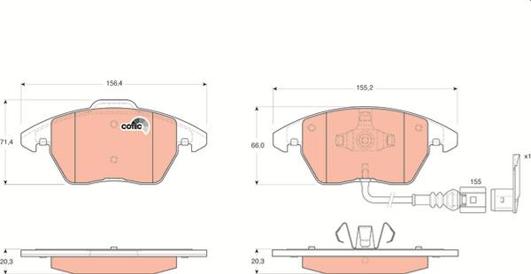 TRW GDB1550 - Тормозные колодки, дисковые, комплект abcparts.ee