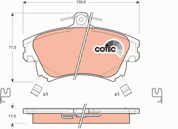 TRW GDB1313 - Тормозные колодки, дисковые, комплект abcparts.ee