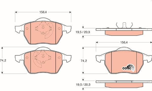 TRW GDB1200 - Тормозные колодки, дисковые, комплект abcparts.ee