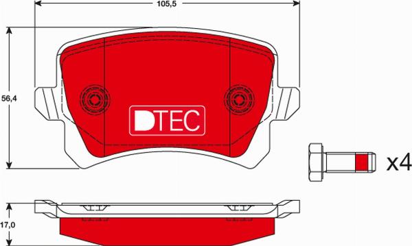 TRW GDB1763DTE - Тормозные колодки, дисковые, комплект abcparts.ee