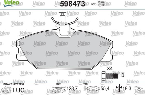 VALEO 598473 - Тормозные колодки, дисковые, комплект abcparts.ee