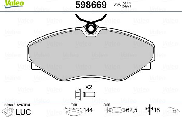 Valeo 598669 - Тормозные колодки, дисковые, комплект abcparts.ee