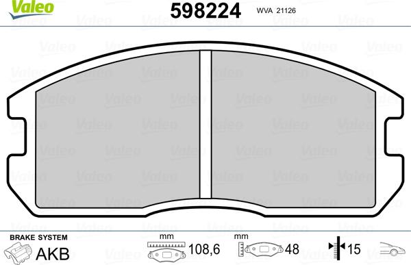 Valeo 598224 - Тормозные колодки, дисковые, комплект abcparts.ee