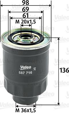 VALEO 587716 - Топливный фильтр abcparts.ee