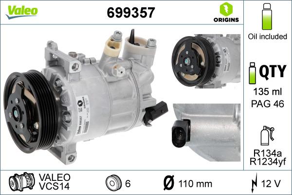 VALEO 699357 - Компрессор кондиционера abcparts.ee