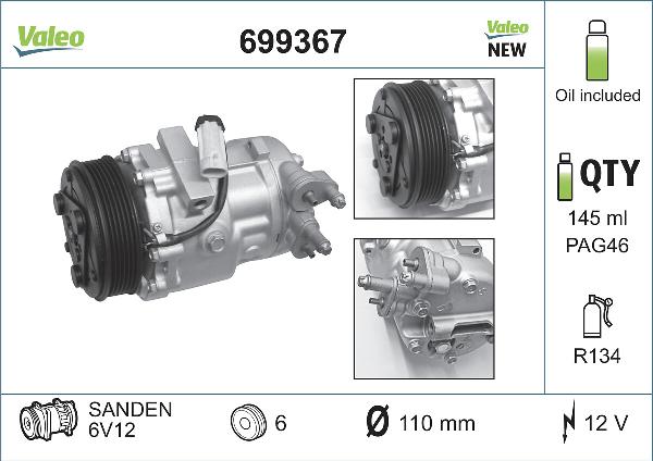 VALEO 699367 - Компрессор кондиционера abcparts.ee