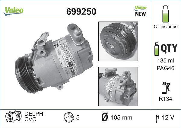VALEO 699250 - Компрессор кондиционера abcparts.ee