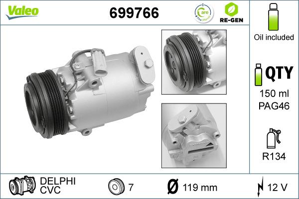 Valeo 699766 - Компрессор кондиционера abcparts.ee