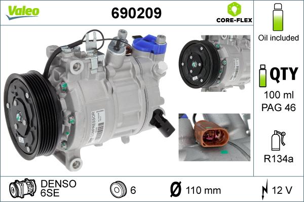 VALEO 690209 - Компрессор кондиционера abcparts.ee
