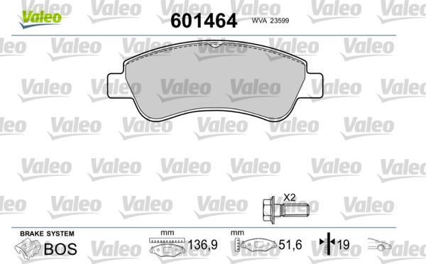 VALEO 601464 - Тормозные колодки, дисковые, комплект abcparts.ee