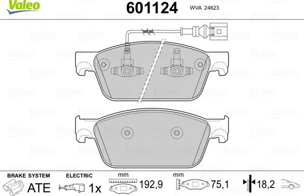 VALEO 601124 - Тормозные колодки, дисковые, комплект abcparts.ee