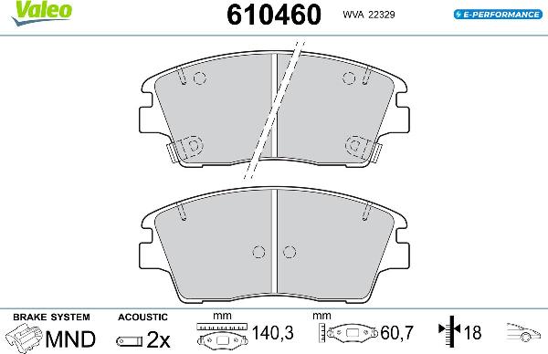 VALEO 610460 - Тормозные колодки, дисковые, комплект abcparts.ee