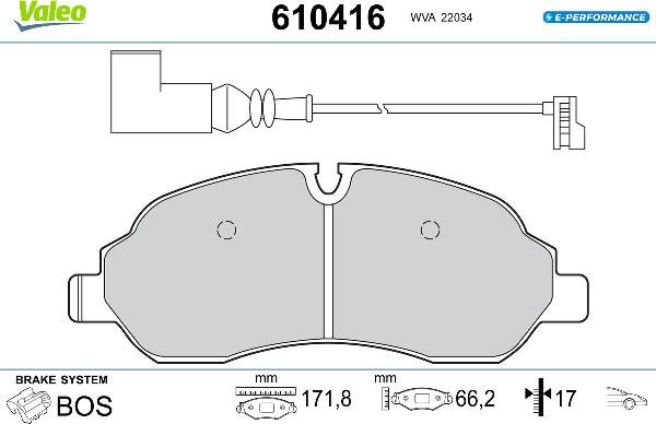 VALEO 610416 - Тормозные колодки, дисковые, комплект abcparts.ee
