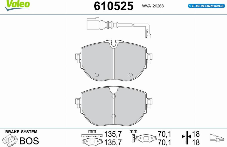 Valeo 610525 - Тормозные колодки, дисковые, комплект abcparts.ee