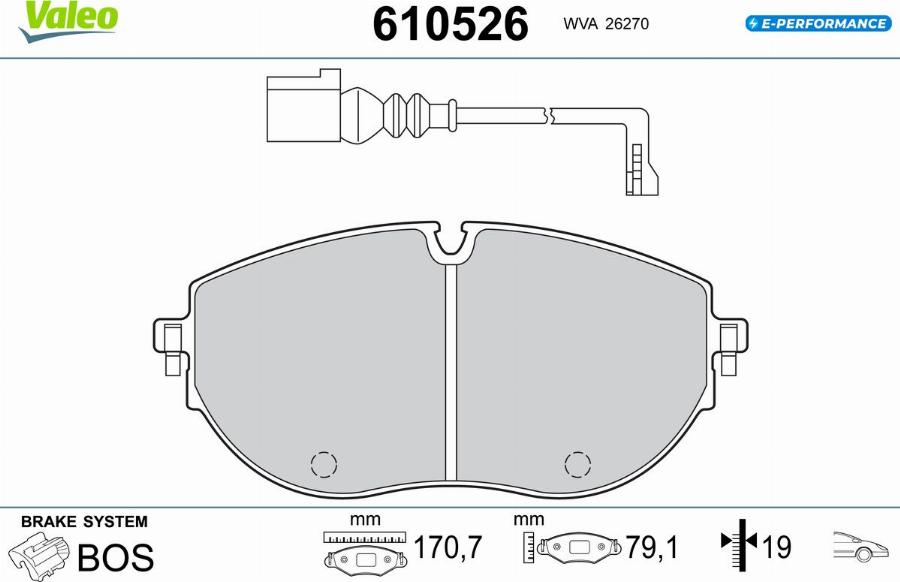 Valeo 610526 - Тормозные колодки, дисковые, комплект abcparts.ee