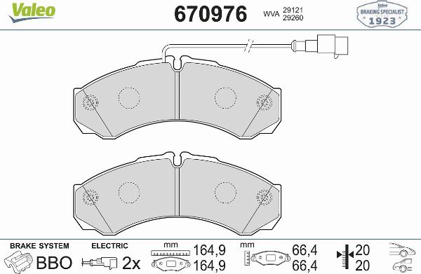 Valeo 670976 - Тормозные колодки, дисковые, комплект abcparts.ee