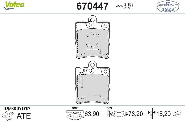 VALEO 670447 - Тормозные колодки, дисковые, комплект abcparts.ee