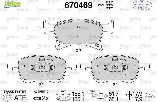 VALEO 670469 - Тормозные колодки, дисковые, комплект abcparts.ee