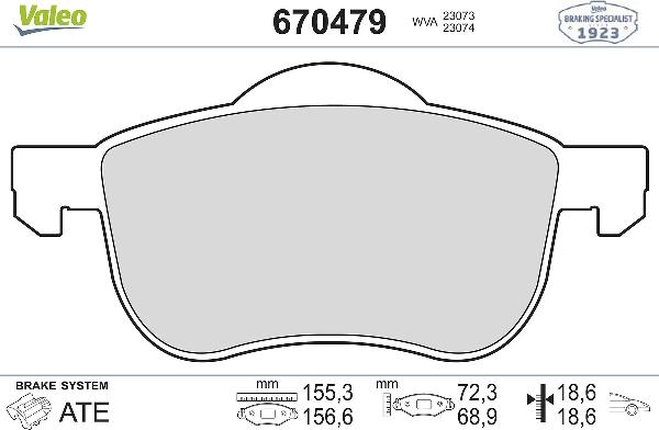 VALEO 670479 - Тормозные колодки, дисковые, комплект abcparts.ee