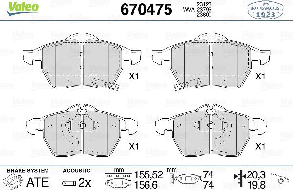 Valeo 670475 - Тормозные колодки, дисковые, комплект abcparts.ee