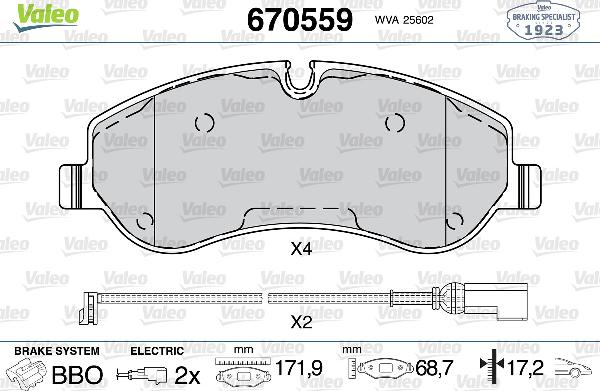 VALEO 670559 - Тормозные колодки, дисковые, комплект abcparts.ee
