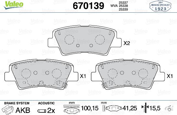 VALEO 670139 - Тормозные колодки, дисковые, комплект abcparts.ee