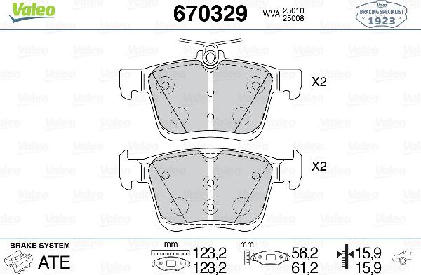 VALEO 670329 - Тормозные колодки, дисковые, комплект abcparts.ee