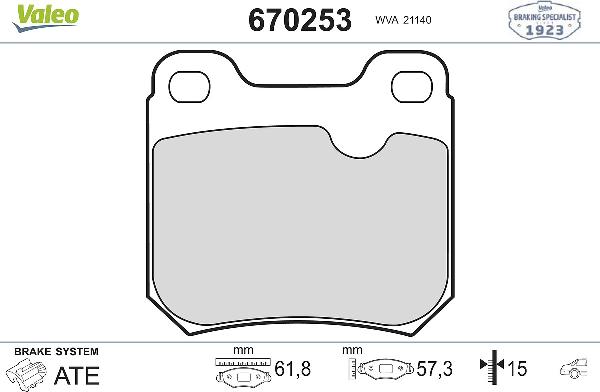 VALEO 670253 - Тормозные колодки, дисковые, комплект abcparts.ee