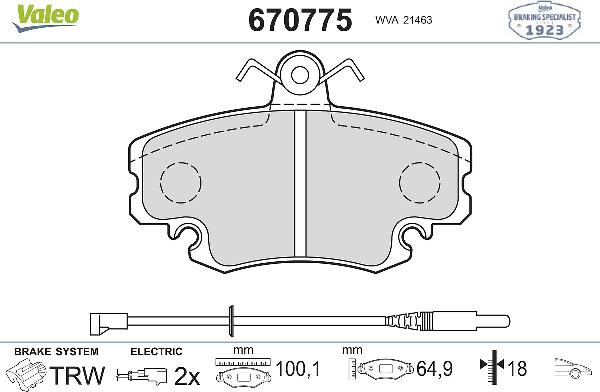 Valeo 670775 - Тормозные колодки, дисковые, комплект abcparts.ee