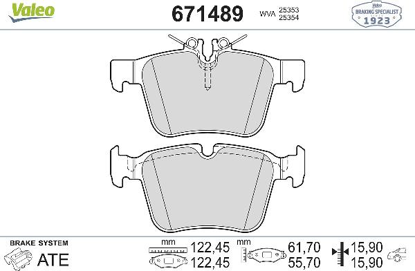 VALEO 671489 - Тормозные колодки, дисковые, комплект abcparts.ee