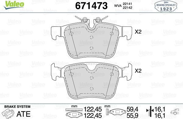 VALEO 671473 - Тормозные колодки, дисковые, комплект abcparts.ee