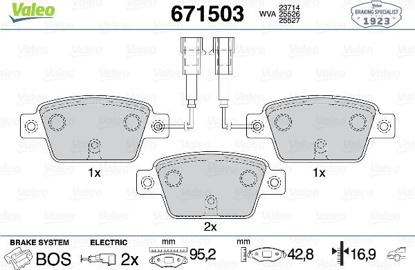Valeo 671503 - Тормозные колодки, дисковые, комплект abcparts.ee