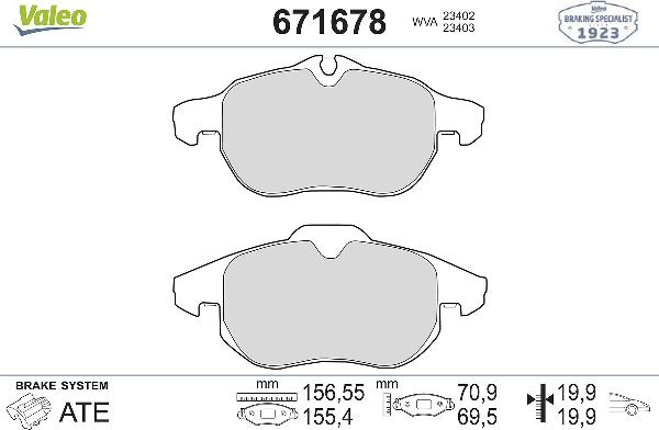 VALEO 671678 - Тормозные колодки, дисковые, комплект abcparts.ee