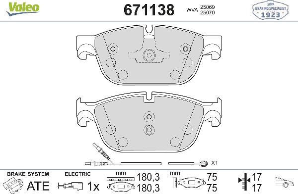 VALEO 671138 - Тормозные колодки, дисковые, комплект abcparts.ee
