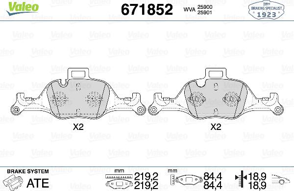 VALEO 671852 - Тормозные колодки, дисковые, комплект abcparts.ee