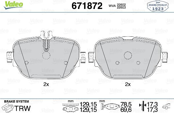 VALEO 671872 - Тормозные колодки, дисковые, комплект abcparts.ee