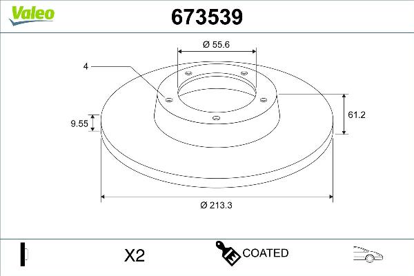 VALEO 673539 - Тормозной диск abcparts.ee