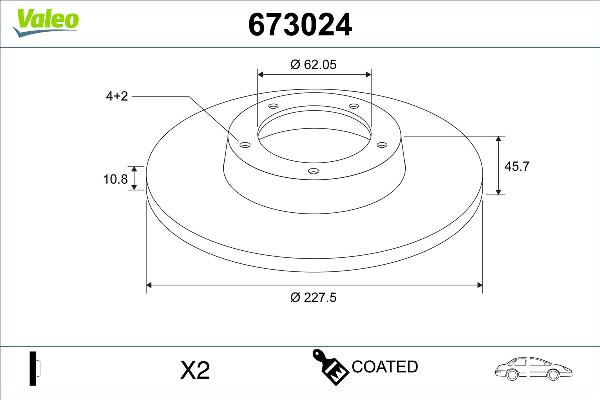 VALEO 673024 - Тормозной диск abcparts.ee