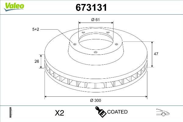 Valeo 673131 - Тормозной диск abcparts.ee