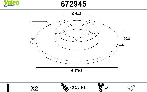 VALEO 672945 - Тормозной диск abcparts.ee
