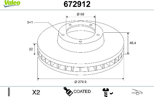 VALEO 672912 - Тормозной диск abcparts.ee