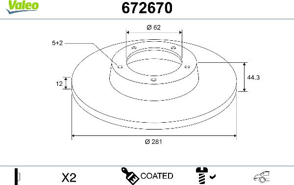 VALEO 672670 - Тормозной диск abcparts.ee