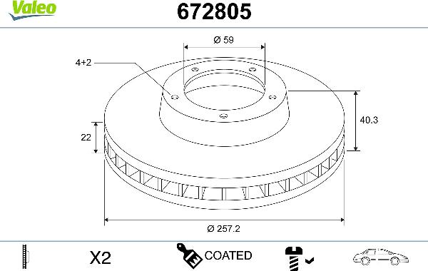 VALEO 672805 - Тормозной диск abcparts.ee